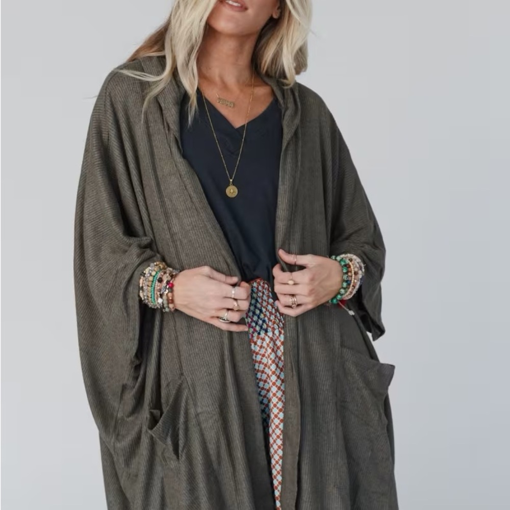 THE NEST BOHO ESSENTIAL HOODED RIBBED SWEATER